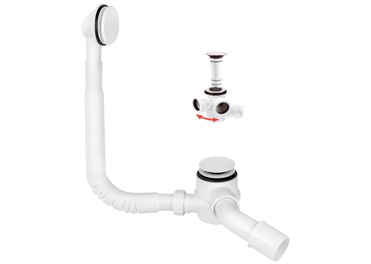 Сифон McAlpine "Click-Clack" для ванни, білий, HC2600CL-WH