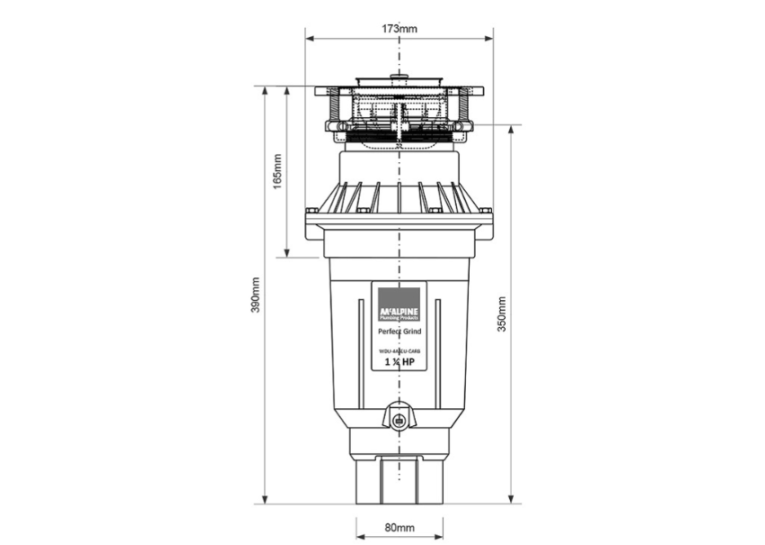 Подрібнювач харчових відходів McALPINE WDU-4ASEU-CARB із пневматичним перемикачем