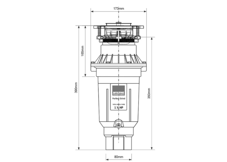 Измельчитель пищевых отходов McALPINE WDU-4ASEU-CARB с пневматическим переключателем