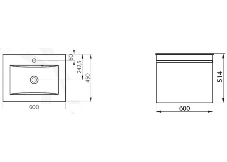 Тумба NORWAY EVA 60 біла з умивальником, M105060