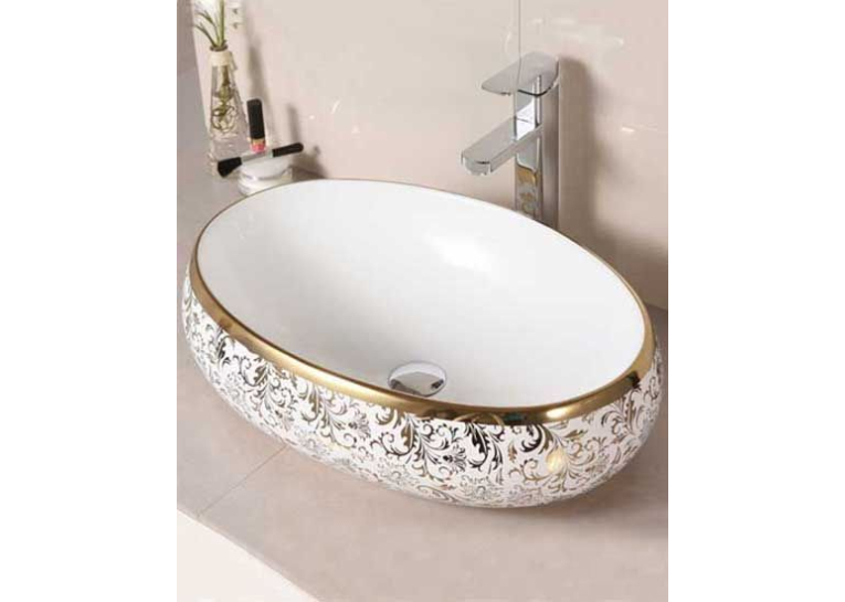 Раковина Newarc Countertop 60 5015G-W із золотим декором