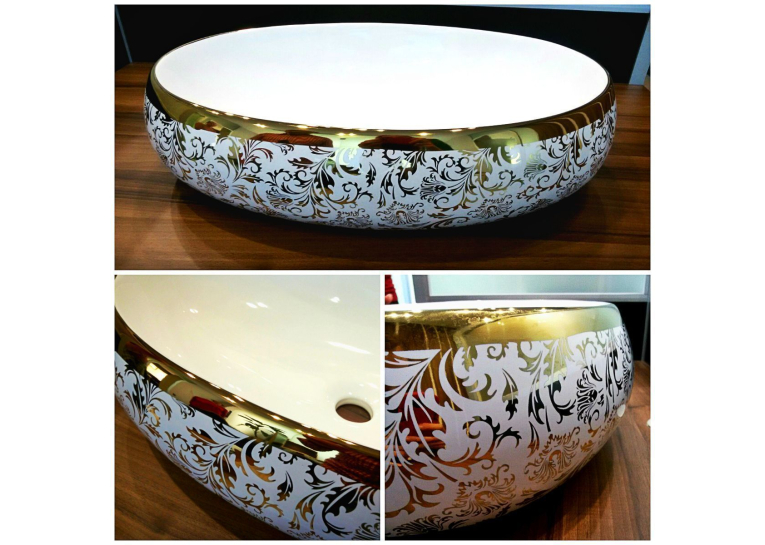 Раковина Newarc Countertop 60 5015G-W із золотим декором