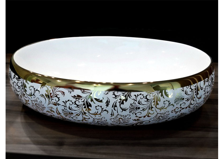  Раковина Newarc Countertop 60 5015G-W із золотим декором