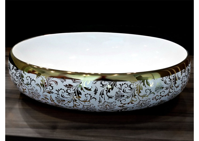 Раковина Newarc Countertop 60 5015G-W с золотым декором