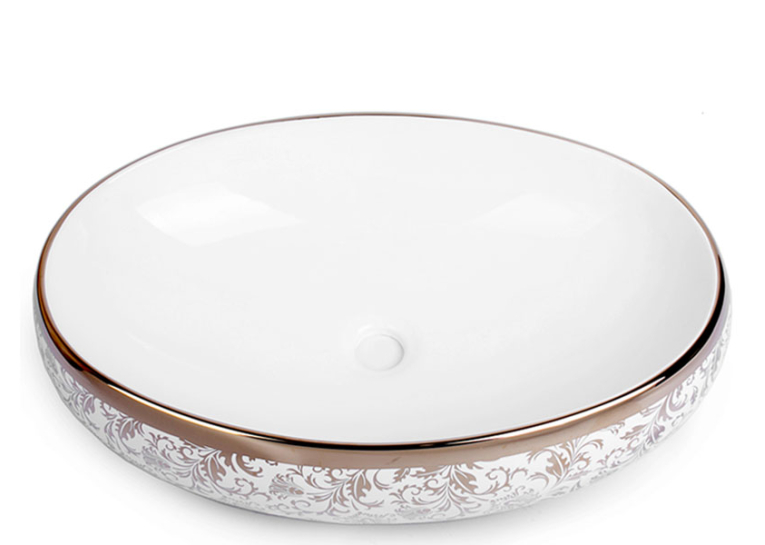  Раковина Newarc Countertop 60 5015G-W із золотим декором