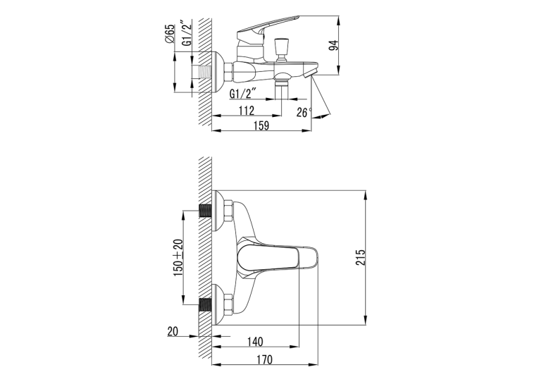  Змішувач для ванни Primera Shape 10120015