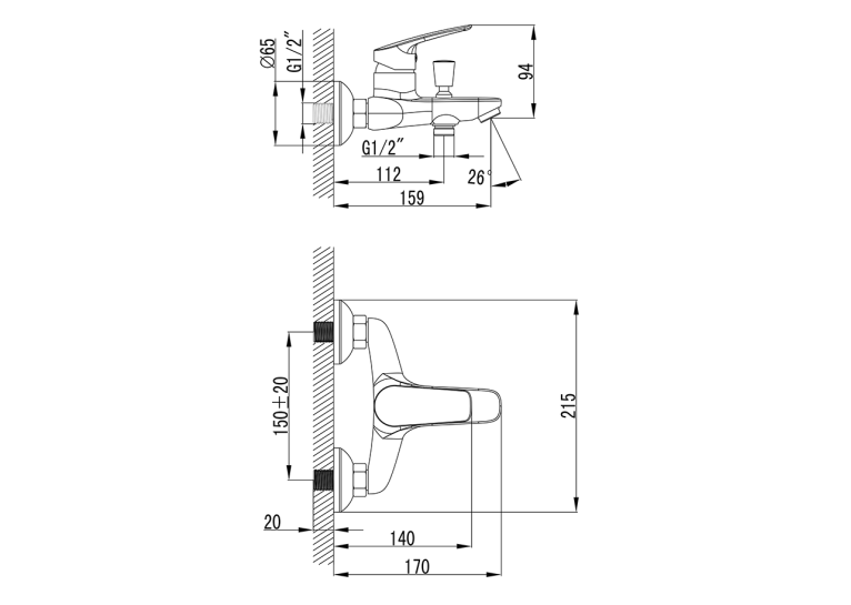 Смеситель для ванны Primera Shape 10120015