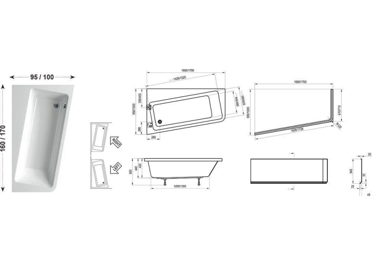  Ванна акрилова Ravak 10° 170х100 см R C821000000