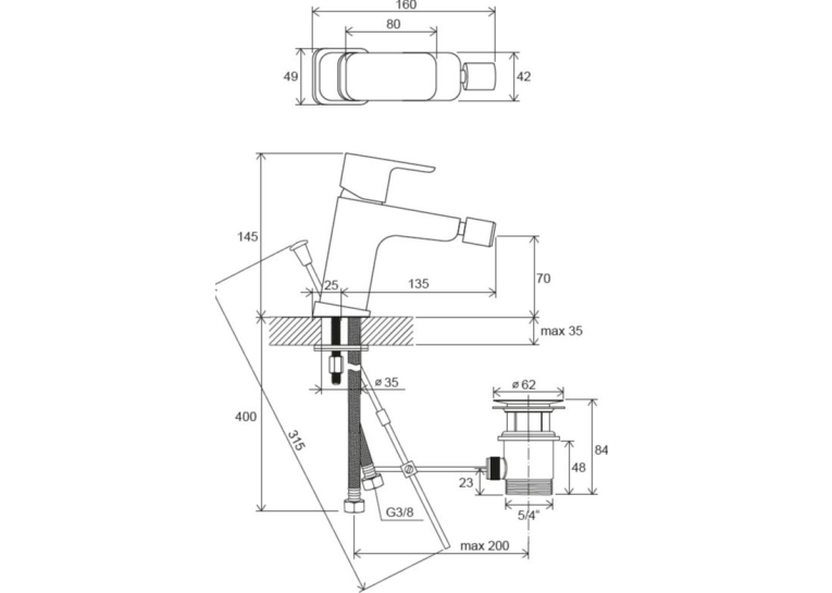 Змішувач для біде Ravak 10° Free TD F 055.00, X070133 (виставковий зразок)