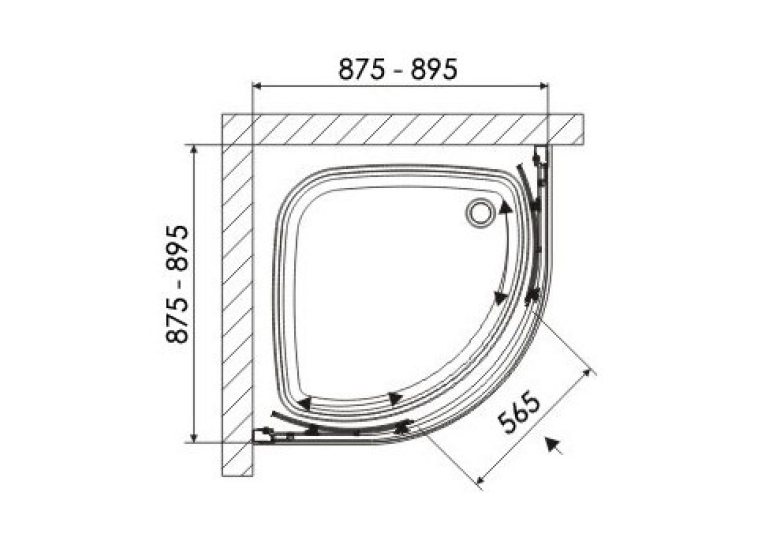  Душова кабіна X-Point XP1CP4-90 R 550 (X3B270C00Z1B) BRIGHT ALU TRANSPARENT