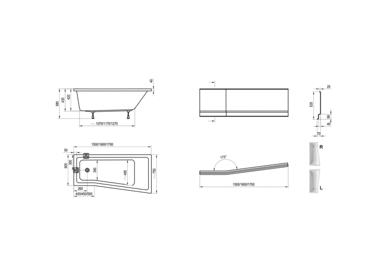  Панель для ванни Ravak BE HAPPY II 150 R (CZ99100A00)