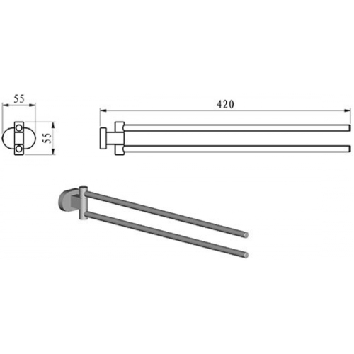 Двойной полотенцедержатель, поворотный, Ravak CHROME, X07P319