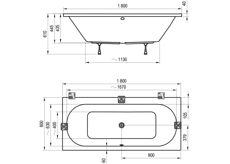 Ванна акрилова прямокутна Ravak CITY 180х80 см C920000000