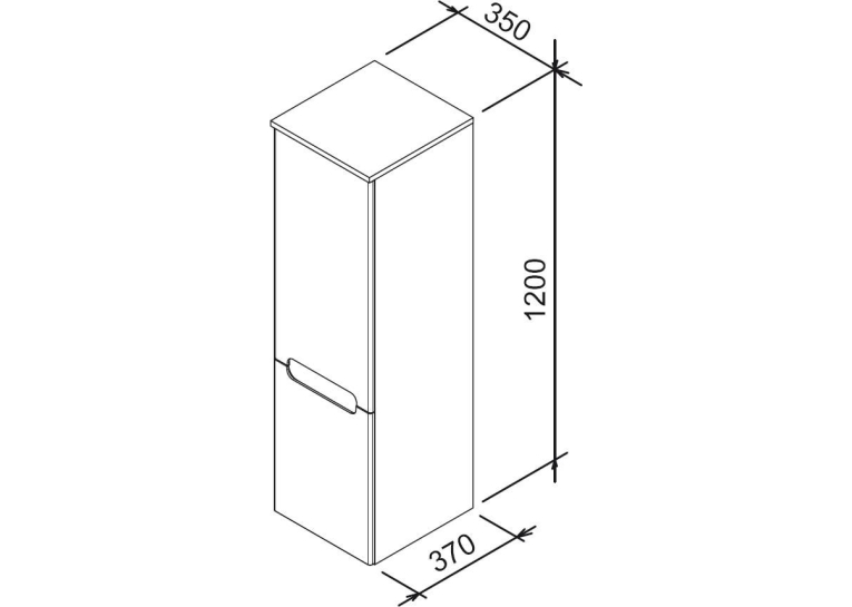 Пенал Ravak CLASSIC SB-350 з полицею та ящиком, білий, правий, X000000355