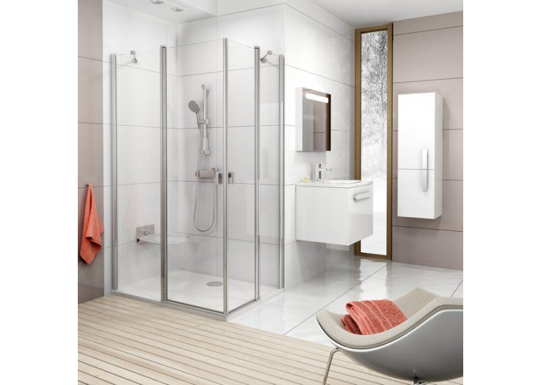 Душова штора Ravak CHROME CRV 2 - 100 Transparent, полірований алюміній, безпечне скло, 1QVA0C