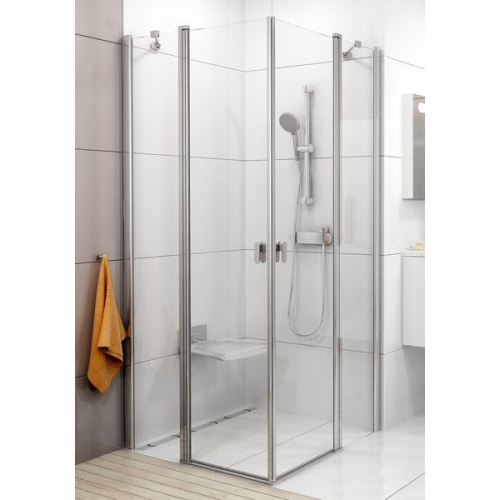 Душова штора Ravak CHROME CRV 2 - 100 Transparent, профіль сатин, безпечне скло, 1QVA0U00Z1