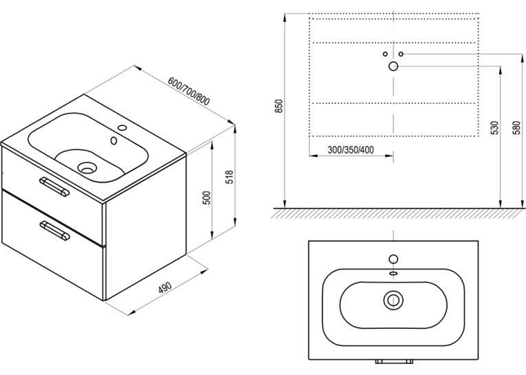 Шафка під умивальник SD Chrome II 70 см біла/біла, X000001745