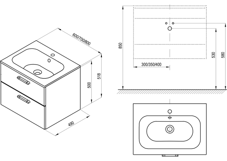 Шафка під умивальник SD Chrome II 70 см біла/біла, X000001745