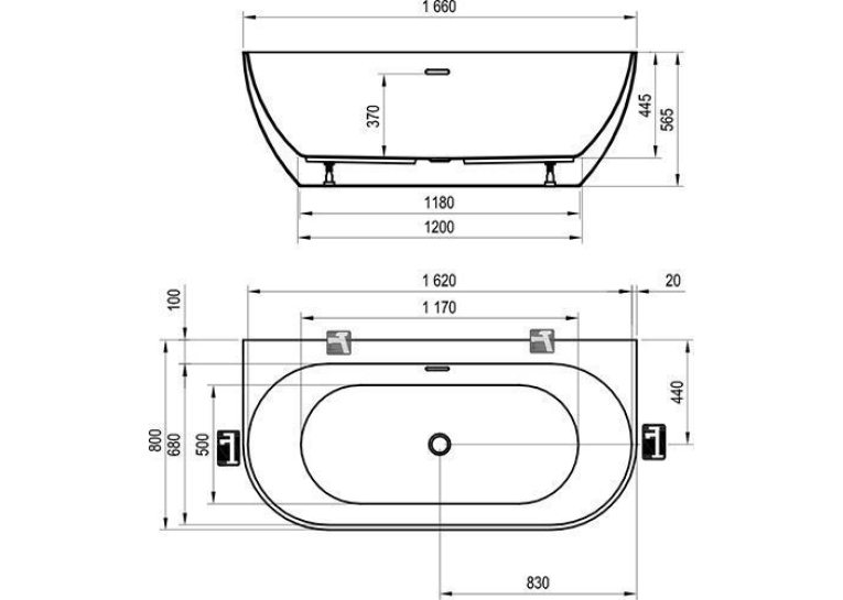 Ванна акриловая Ravak FFREEDOM Wall II TEC 170х87 см Белая CC71000000