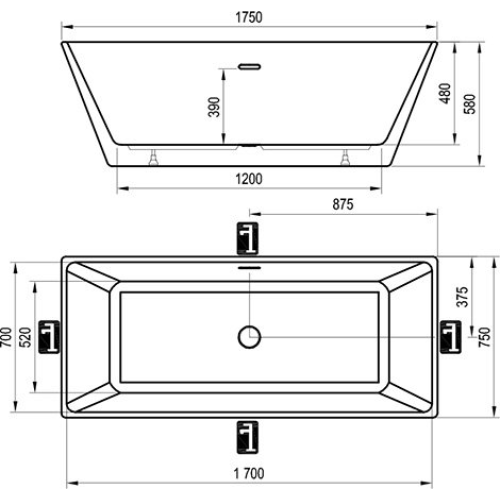 Ванна акрилова Ravak FREEDOM R 170x75 см XC00100021