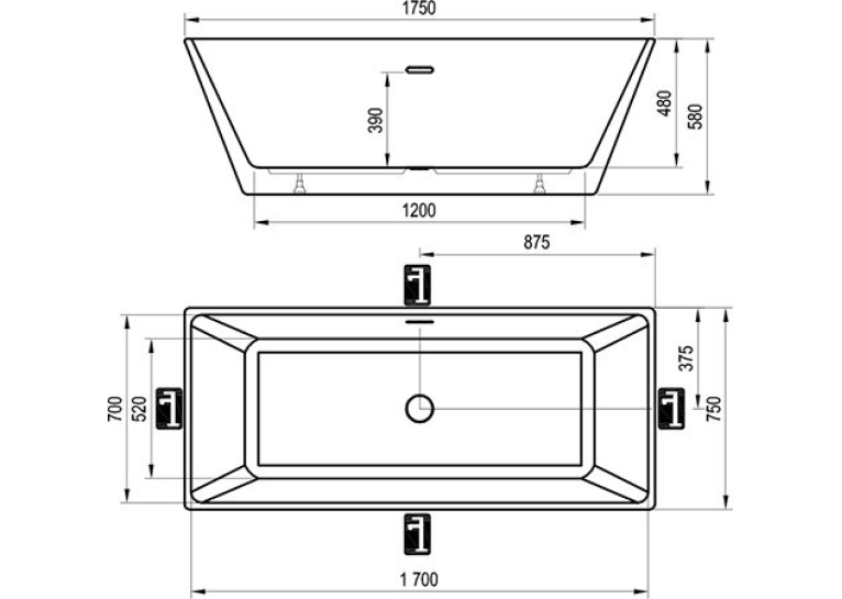 Ванна акриловая Ravak FREEDOM R 170x75 см XC00100021