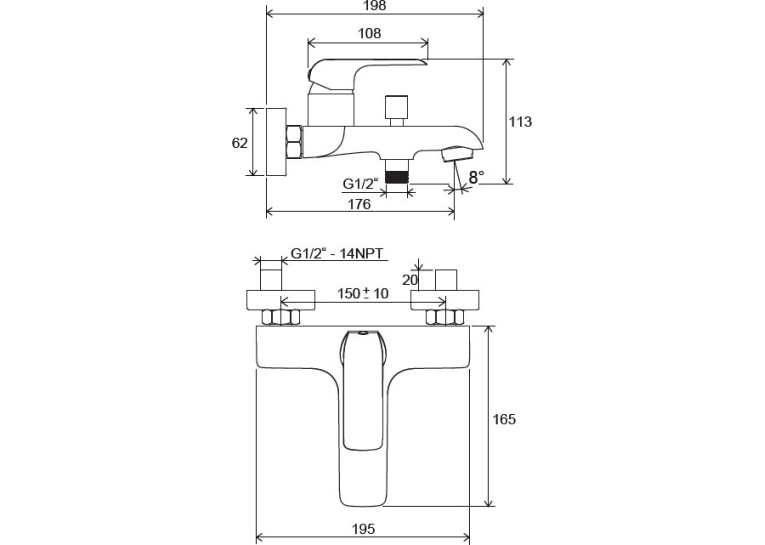 Смеситель для ванны Ravak Flat X070119