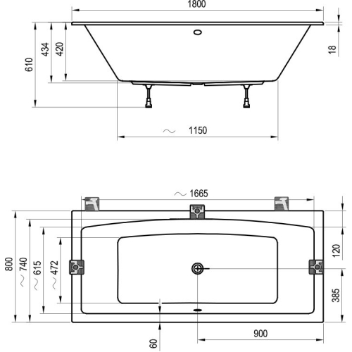 Ванна прямоугольная акриловая Ravak Formy 02 Slim 180х80 см C891300000