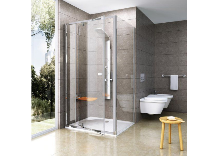 Стінка для душової кабінки Ravak PIVOT PPS-100 Transparent, білий профіль, скло, 90GA0100Z1