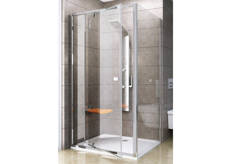 Стінка для душової кабінки Ravak PIVOT PPS-100 Transparent, білий профіль, скло, 90GA0100Z1