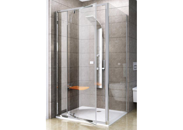 Стінка для душової кабінки Ravak PIVOT PPS-100 Transparent, білий профіль, скло, 90GA0100Z1