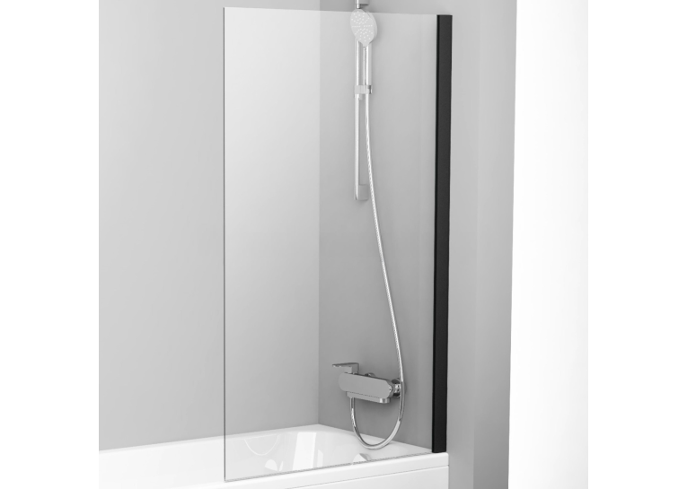 Шторка для ванны Ravak PVS1 - 80 TRANSPARENT черный профиль, 79840300Z1