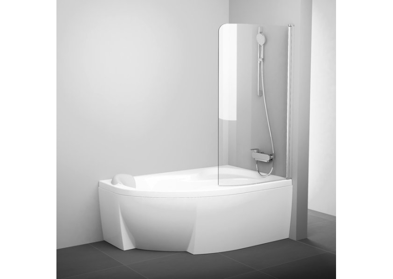 Шторка для ванни Ravak CVSK1 Rosa 160/170 L TRANSPARENT білий профіль, 7QLS0100Y1