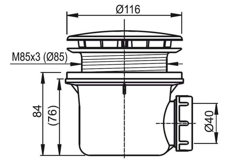Сифон для піддону Ravak STANDART 90, X01314