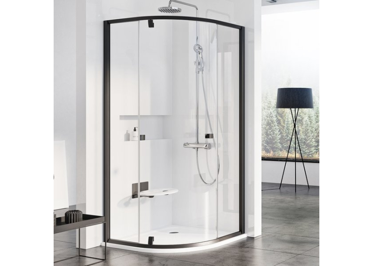 Кутова душова кабіна Ravak PIVOT PSKK3-90, чорний + TRANSPARENT, 37677300Z1 Уцінка (подряпини та сколи)