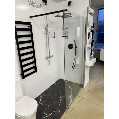 Неподвижная стенка Ravak Walk-In Wall 120 + Держатель Walk In W SET-90 Wall/Corner черный, безопасное стекло, GW9WG0300Z1+GWD010003018