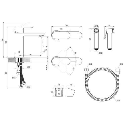 Змішувач для раковини RAVAK Chrome II з бідеткою CR 112.20BL X070462