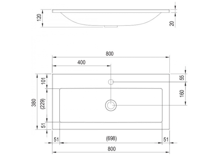  Меблева раковина з отвором Ravak Clear 800, white, XJJ01180000