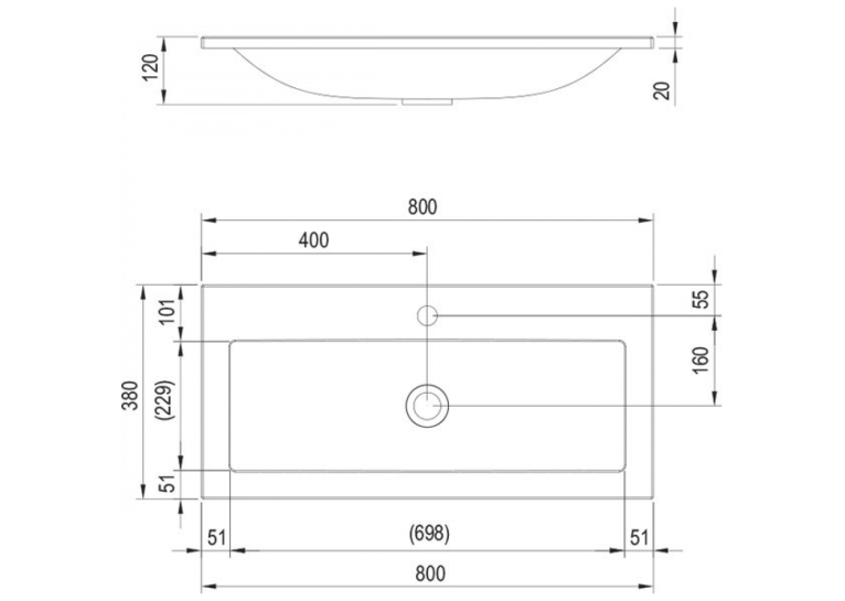  Меблева раковина з отвором Ravak Clear 800, white, XJJ01180000