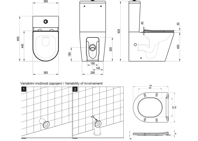  Унітаз компакт Ravak Elegant RimOff із сидінням дюропласт soft-close, X01872