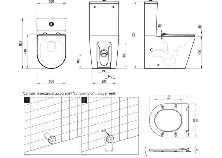  Унітаз компакт Ravak Elegant RimOff із сидінням дюропласт soft-close, X01872