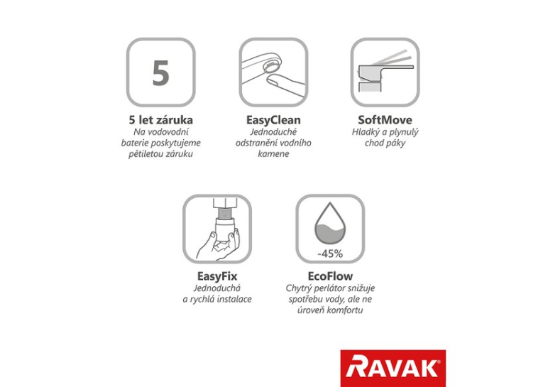  Змішувач для умивальника Ravak Espirit BeCool ES White Velvet X070395