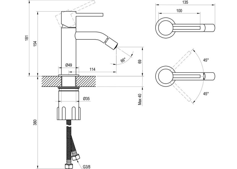  Змішувач для біде Ravak Espirit ES 056.10WV, X070244