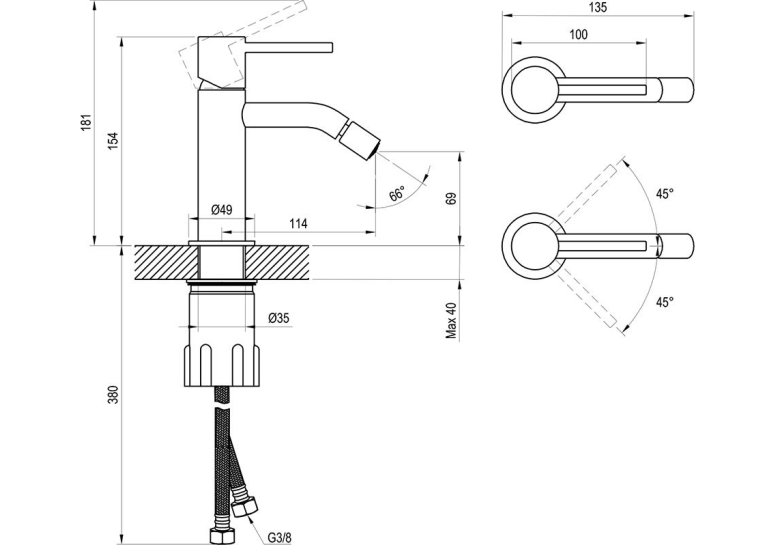  Змішувач для біде Ravak Espirit ES 056.00CR, X070201