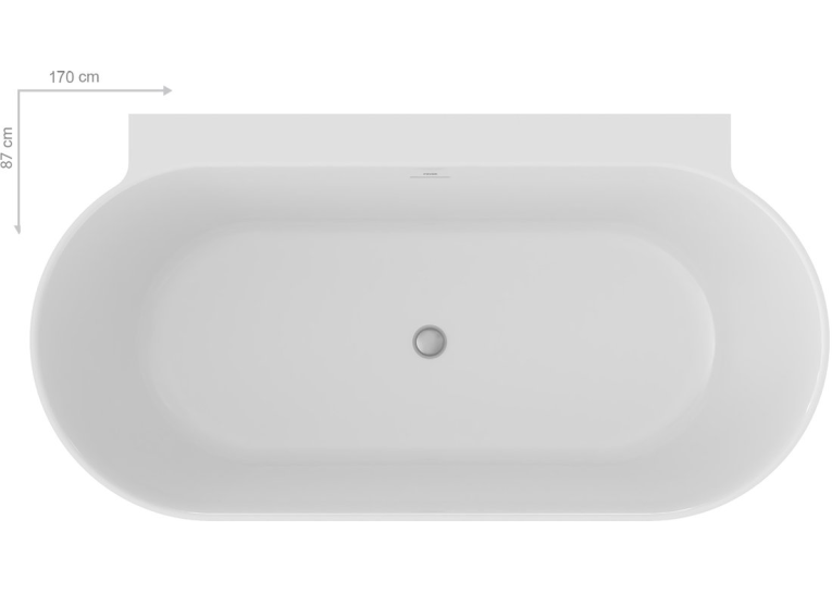Ванна акрилова Ravak FFREEDOM Wall II TEC сніжно-біла/чорна 170х87 см  CC71700000