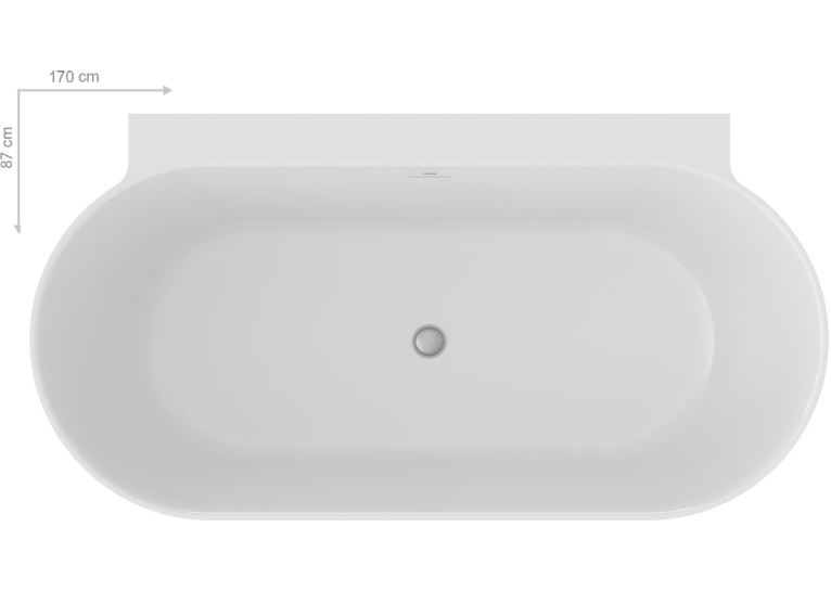 Ванна акрилова Ravak FFREEDOM Wall II TEC сніжно-біла/чорна 170х87 см  CC71700000