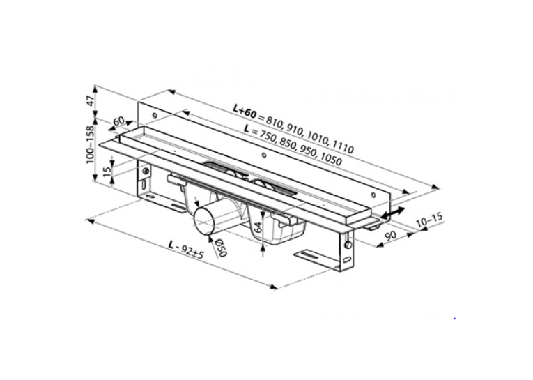  Душовий канал OZW RAVAK Chrome 950, X01630
