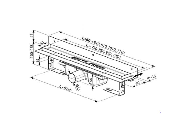  Душовий канал OZW RAVAK Chrome 950, X01630