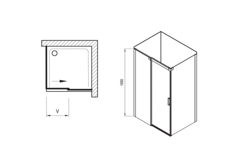  Душовий куточок Ravak Matrix MSDPS-100/100 R полірований алюміній+Transparent , 0WPAAC00Z1