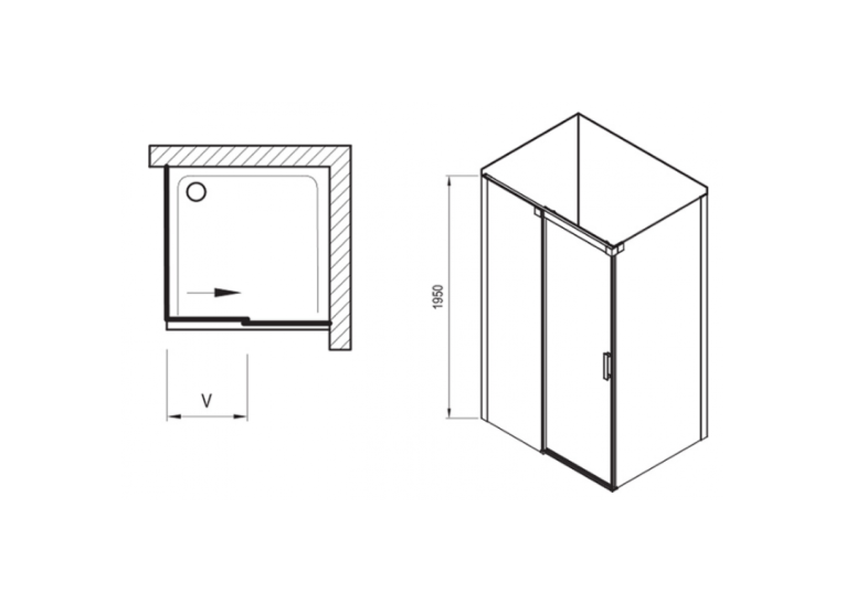  Душовий куточок Ravak Matrix MSDPS-100/100 R полірований алюміній+Transparent , 0WPAAC00Z1