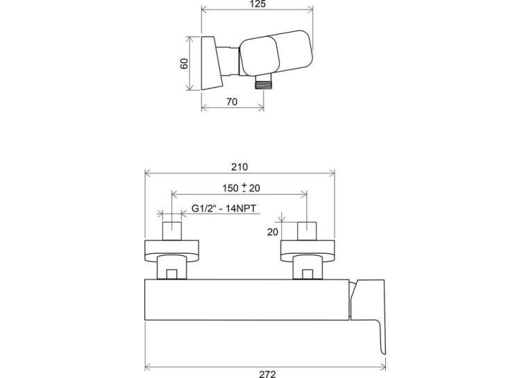 Змішувач для душу Ravak 10* TD 032.00/150, X070066
